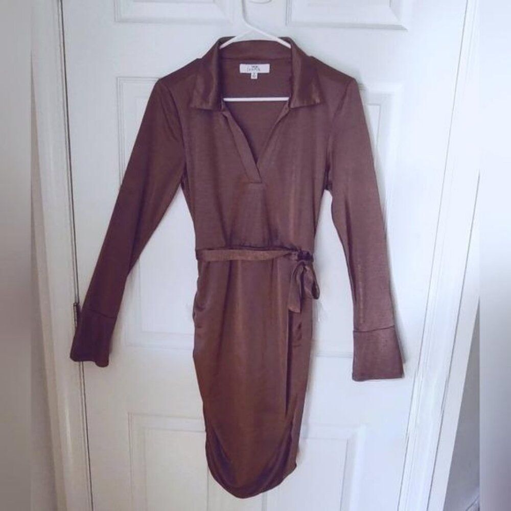 Louna ruched tie waist slinky dress RTR S - Picture 4 of 9